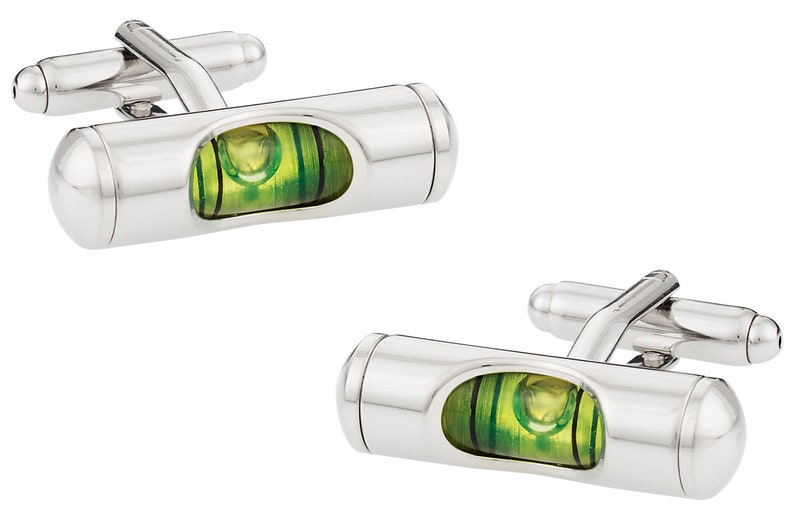 Working Green Level Cufflinks Gift Boxed For Carpenter