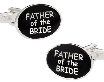 Wedding Party Cuff links  - Wedding Cufflinks for Father of the Bride in Black & Silver with Travel Gift Box - Ready to Gift Idea for Man