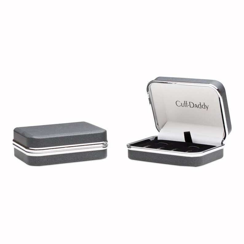 Black Onyx and Silver Tuxedo Formal Set Cufflinks and Studs with Travel Presentation Gift Box image 3