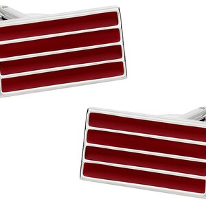 Enamel Deep Red Bar Cufflinks with Travel Gift Box - Ready to Gift - Mens Cuff links Gift Dad Husband Boyfriend