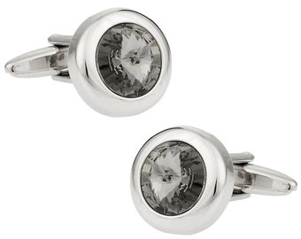 Swarovski Black Diamond Crystal Cufflinks with Presentation Gift Box - Ready to Gift