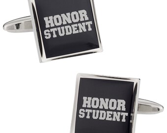 Honor Student Cufflinks with Presentation Gift Box - Ready to Gift to Dad on Father's Day - Funny Novelty Cufflinks