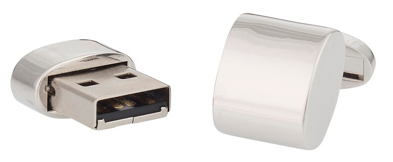 Silver USB Flash Drive Cufflinks 32 Go Total Prêt à cadeau Mens Cuff liens Gift Dad Husband Boyfriend image 2