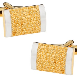 Gold Men's Cuff Links - Rich Two-Tone Gold and Silver Cufflinks with Presentation Gift Box - Ready to Gift