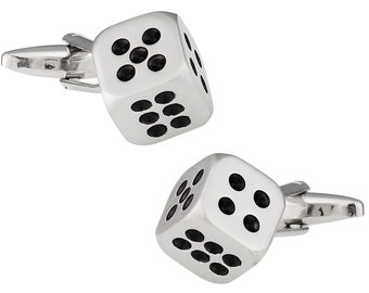 Gambling Dice Craps Cufflinks with Presentation Gift Box - Ready to Gift to Dad on Father’s Day - Funny Novelty Cufflinks