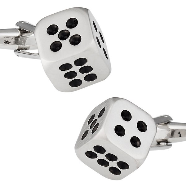 Gambling Dice Craps Cufflinks with Presentation Gift Box - Ready to Gift to Dad on Father's Day - Funny Novelty Cufflinks