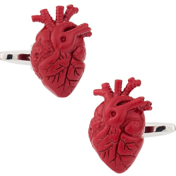 Red Heart Anatomy Anatomical Doctor Cufflinks with Presentation Gift Box - Ready to Gift to Dad on Father's Day - Funny Novelty Cufflinks