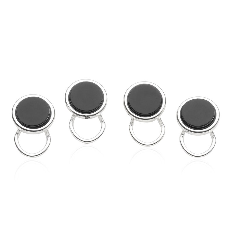Cuff-Daddy Sterling Silver Plated Clip-on Studs in Onyx