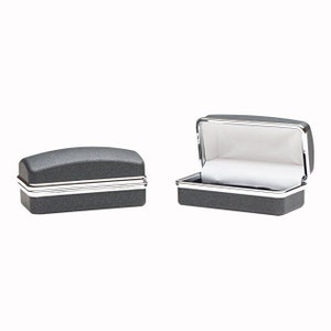 Black Travel Cufflink Box -  Men's Gift Idea - Hardsided Clamshell Protection - Perfect Way to Protect Pair of Cufflinks