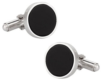 Men's Cuff Links - Onyx Cufflinks in Solid 925 Sterling Silver - Ready to Gift