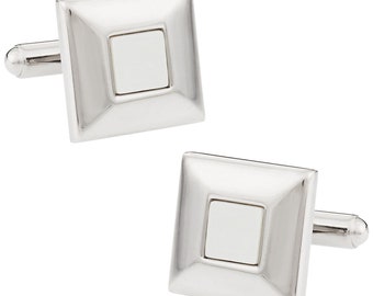 Classic White Enamel Cufflinks with Travel Gift Box - Ready to Gift - Mens Cuff links Gift Dad Husband Boyfriend