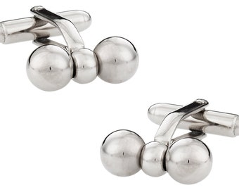 Classic Silver Tone Barbell Cufflinks by Cuff-Daddy - Ready to Gift to Dad on Father's Day - Funny Novelty Cufflinks