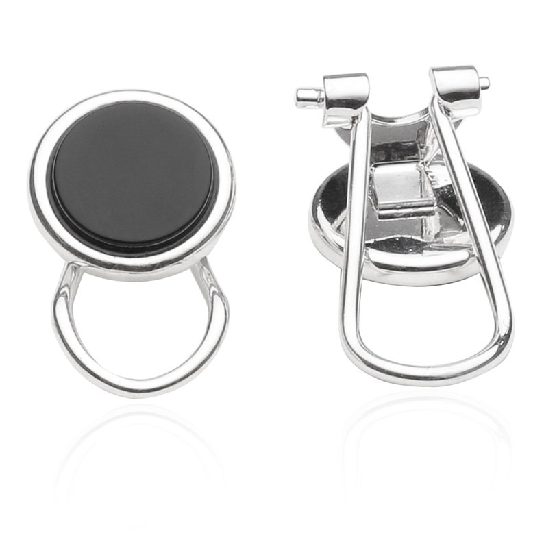 Cuff-Daddy Sterling Silver Plated Clip-on Studs in Onyx