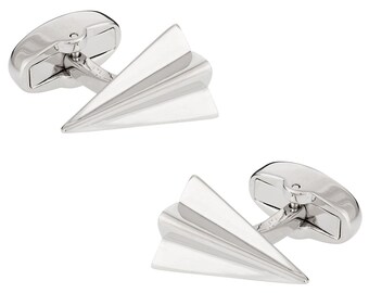 Paper Airplane Cufflinks with Presentation Gift Box - Ready to Gift to Dad on Father's Day - Funny Novelty Cufflinks