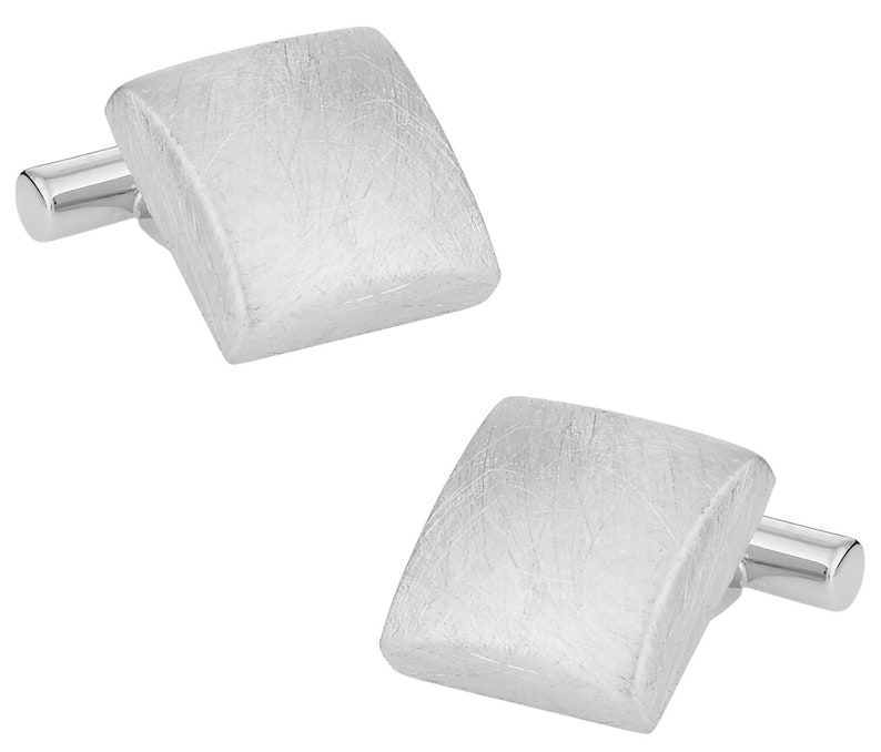 Hand Brushed Silver Cufflinks with Presentation Box
