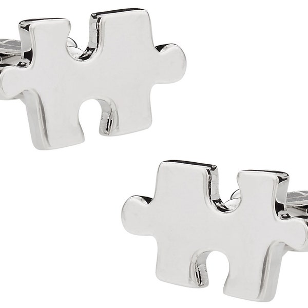 Jigsaw Puzzle Piece Autism Awareness Cufflinks with Presentation Gift Box - Ready to Gift to Dad on Father's Day - Funny Novelty Cufflinks