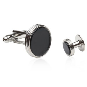 Black Onyx Cufflinks & Studs Tuxedo Formal Set for Men Stud Set With ...