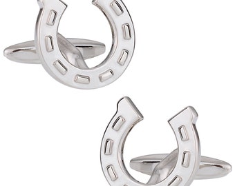 present presentation box Horseshoe Cufflinks with Presentation Gift Box - Ready to Gift to Dad on Father's Day - Funny Novelty Cufflinks
