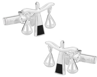 Men’s Cuff Links - 925 Sterling Silver Scales of Justice Cufflinks for Lawyer / Attorney - Prêt à donner