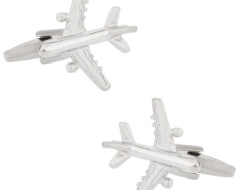 Commercial Airplane Cufflinks with Presentation Gift Box - Ready to Gift to Dad on Father's Day - Funny Novelty Cufflinks