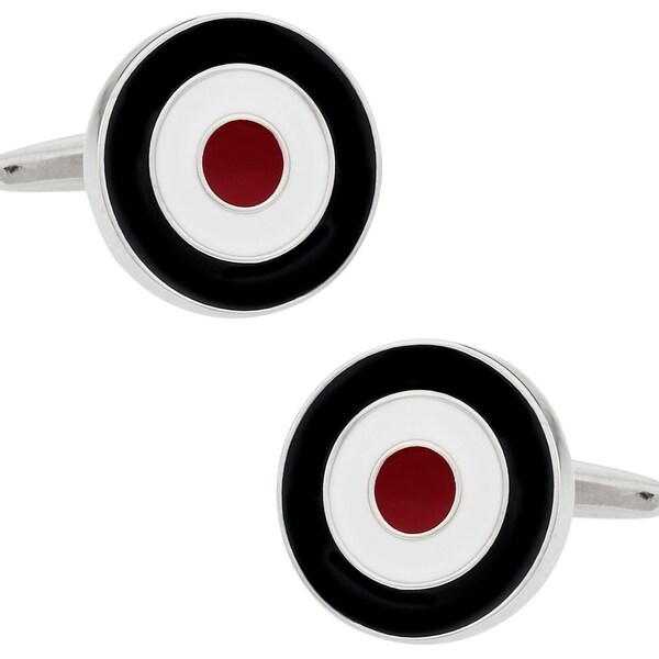 Bold Red, White, and Blue Bulls eye Enamel Cufflinks with Presentation Gift Box - Ready to Gift to Dad on Father's Day