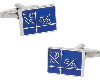 Blueprint Cufflinks for Architect Engineer with Presentation Gift Box - Ready to Gift to Dad on Father's Day - Funny Novelty Cufflinks