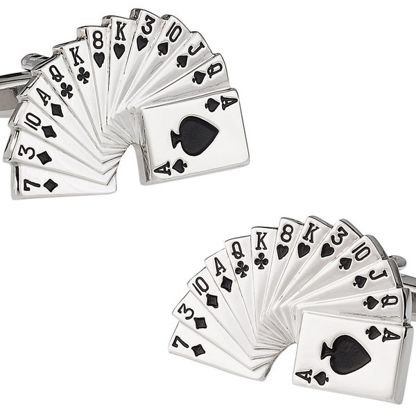 Gambler Deck of Cards Cufflinks with Presentation Gift Box - Ready to Gift to Dad on Father's Day - Funny Novelty Cufflinks