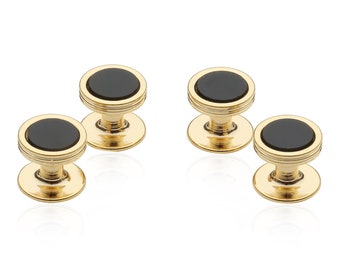 Black Onyx Studs Set in Gold for Men