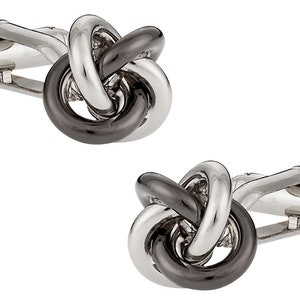 Gunmetal Cuff Links - Gunmetal Silver Knot Cufflinks with Presentation Gift Box - Ready to Gift