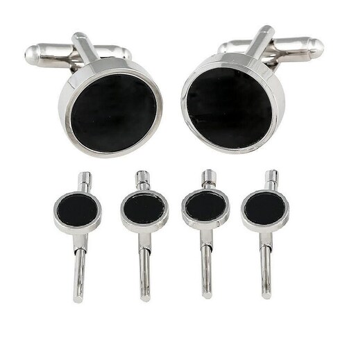 Tuxedo Stud Set Black Diamond Dust Gold Cufflinks and Studs Etsy