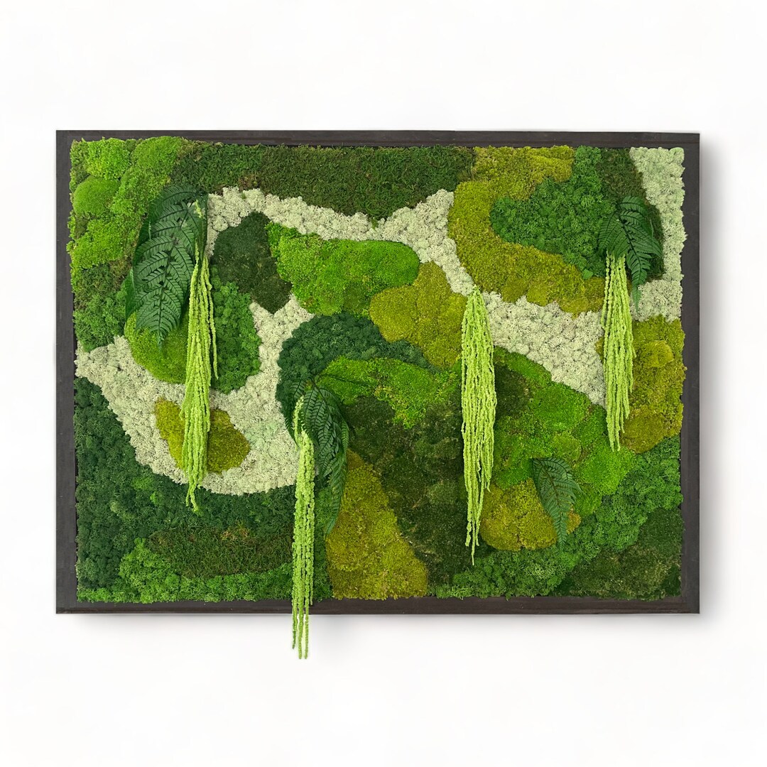 Biophilic Moss Wall Frame Wood Frame Floral Art Picture With Etsy