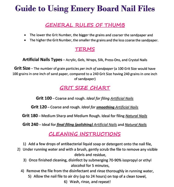 Aggregate 142+ nail file grit chart super hot ceg.edu.vn
