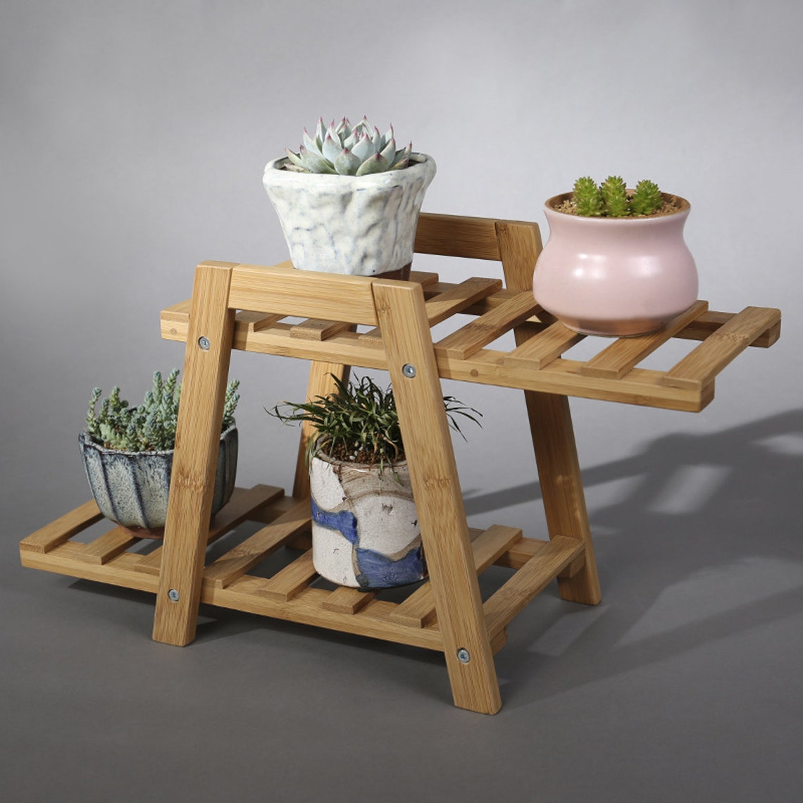 Small Plant Stand Bamboo 2 Tier Plant Rack Planter for Etsy