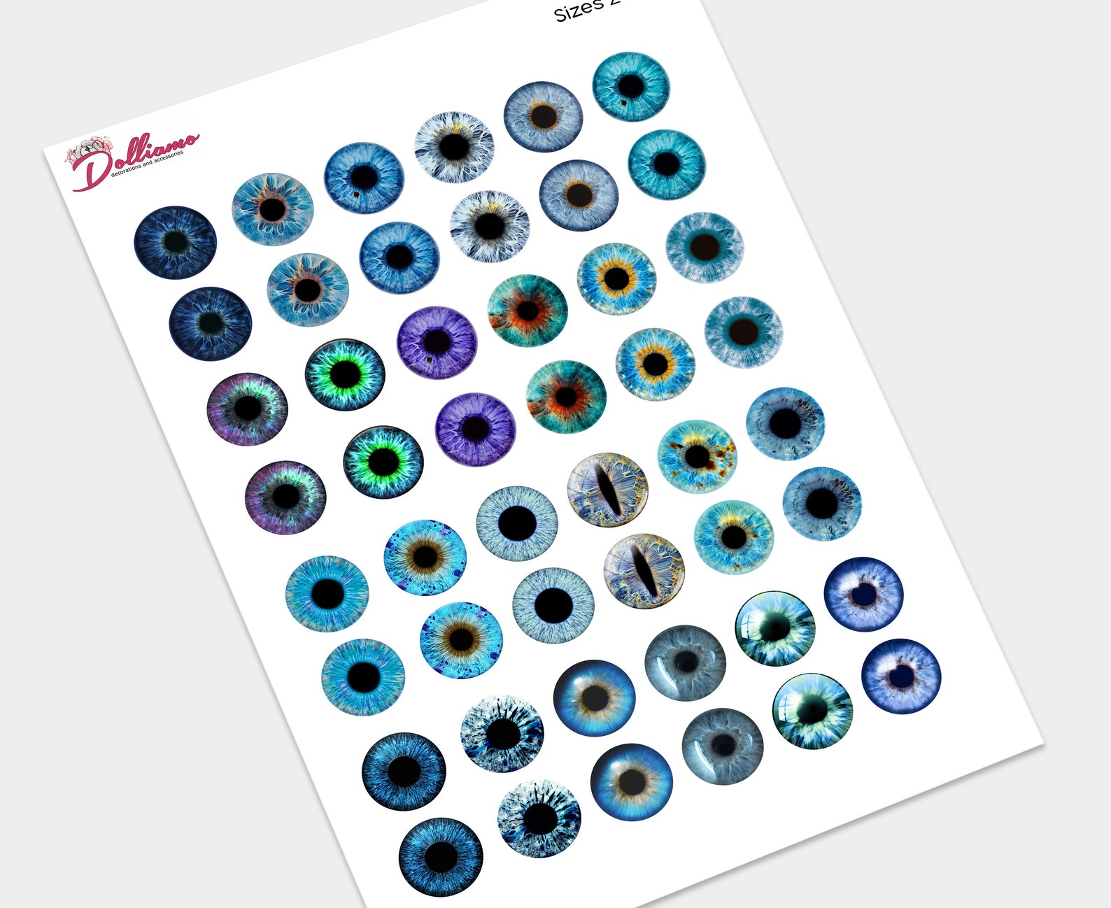 24 pairs Blue printable eyes for doll and jewelry. Diameter | Etsy