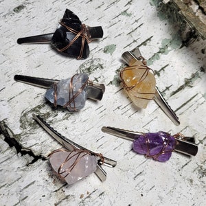 Crystal hair clips, Crystal accessories, Amethyst, quartz, citrine, obsidian, blue calcite, hair clips, hair clip, hair accessorie