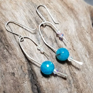 45% OFF Blue sphear dangles, chalcedony blue earrings, dangle earrings, handmade earrings, unique earrings, blue earrings, earrings