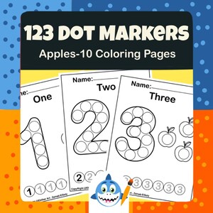 123 NUMBERS DOT markers apples coloring book pdf