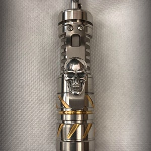 Handmade Titanium Clip with Sterling Silver Skull for JetBeam TCR20(21), OKLUMA, Tain, Hanko, BOSS, Sinner, Barrel, Mcgizmo, flashlight.