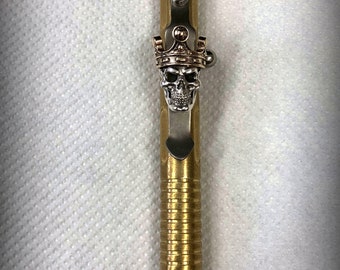Handmade Titanium Clip with King Skull for Fellhoelter Pen. Titanium Pocket Clip for TiBolt Pen.