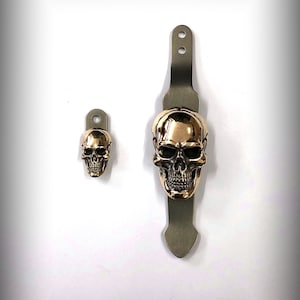 Clipe e enchimento de titânio feito à mão com caveira para faca Rick Hinderer XM-18 XM-24. impedimento personalizado.