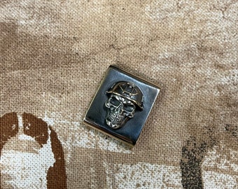 Hand made bronze Molle clip with  Soldier skull, tactical, military, edc, gear