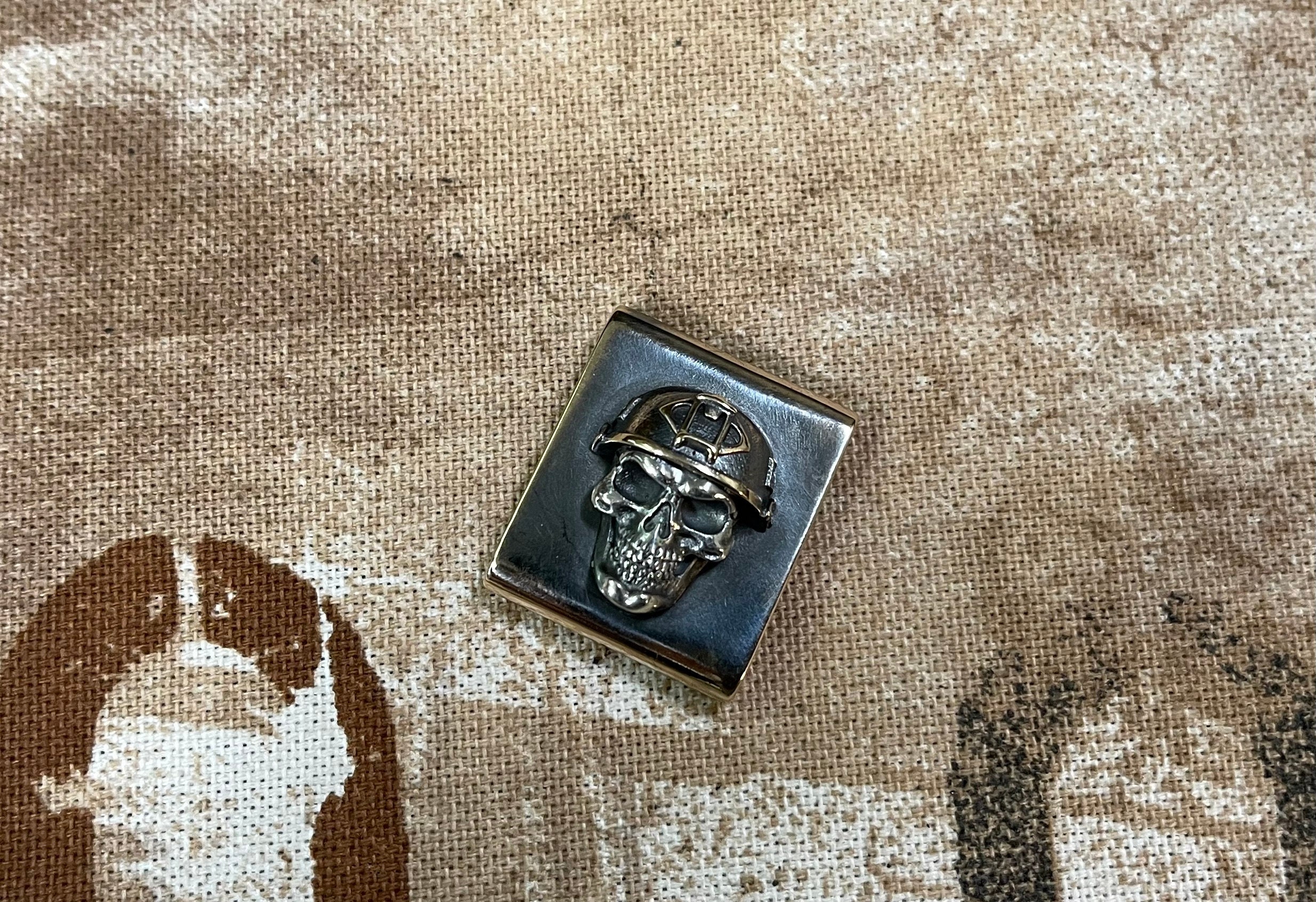 Hand Made Bronze Molle Clip With Silver Mandalorian Helmet, Tactical,  Military, Edc, Gear 