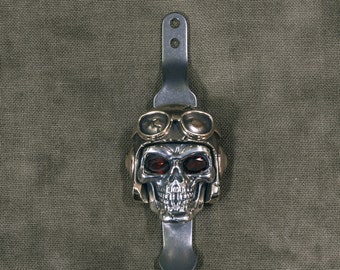 Handgefertigter Titan Clip mit Pilot Skull mit roten Granaten in den Augen für Rick Hinderer XM-18 XM-24 Messer. benutzerdefinierte Hinderer.