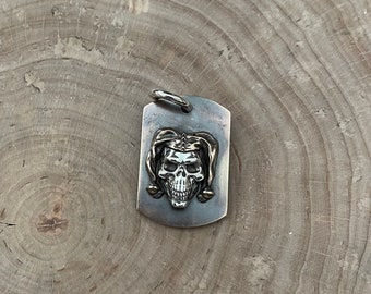 Exclusive Handmade Dog Tag pendant with Joker Skull.