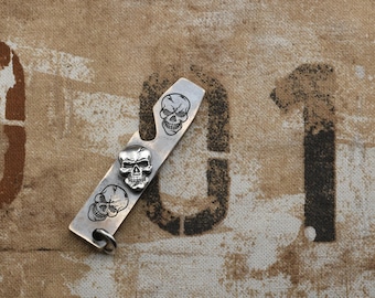 Handmade Bronze Bottle Opener, Silver Skull Detail, Gothic Bar Tool