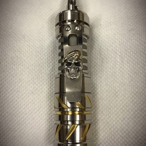 Handmade Titanium Clip with Beret Skull for JetBeam TCR20(21), OKLUMA, Tain, Hanko, BOSS, Sinner, Barrel, Mcgizmo, flashlight.