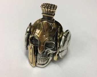GDSKULLS handmade sterling silver "Spartan Skull" biker ring