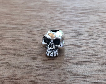 Handcrafted Sterling Silver Skull Bead for Paracord, Bracelet, Keychain