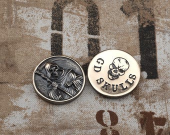 Bronze "Riper" Coin, Fidget Coin, Gothic Bronze Worry Coin, Men’s EDC Pocket Piece