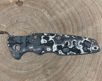 Handmade CARBON FIBER  “White Storm” scale for Hinderer Eklipse.